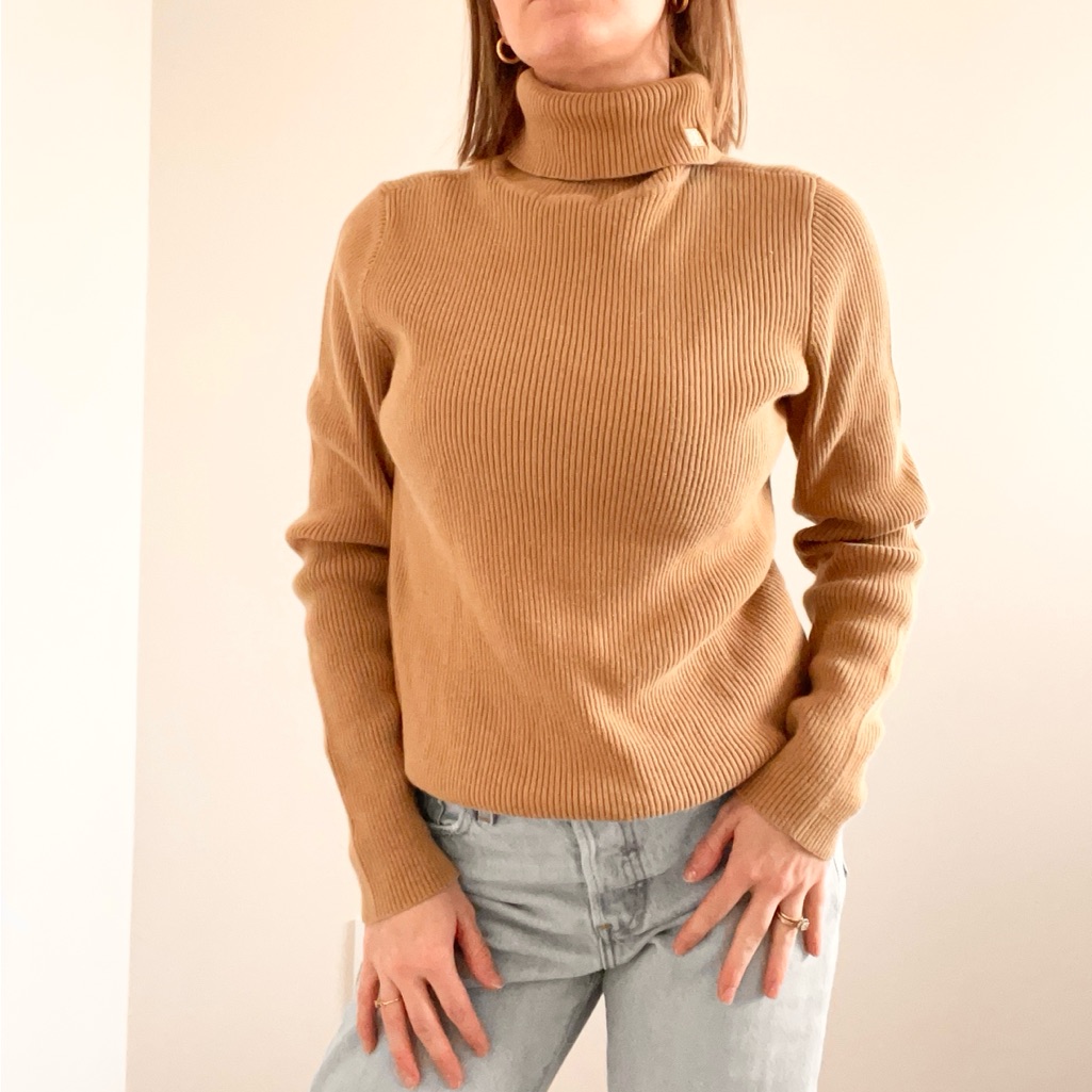 Ralph Lauren Camel Cotton Turtleneck Sweater